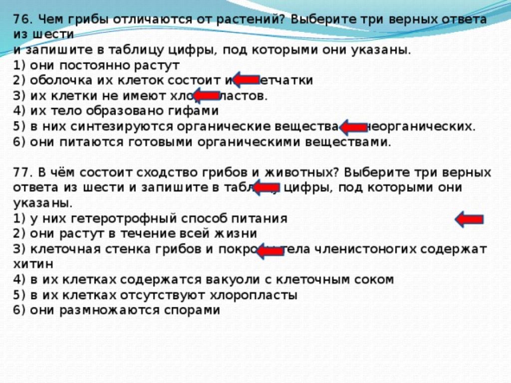 Выберите три верных ответа. Выберите три верных ответа из шести. Выбери признаки отличия грибов от растений.. Запишите три верных ответа из шести и запишите в таблицу цифры.